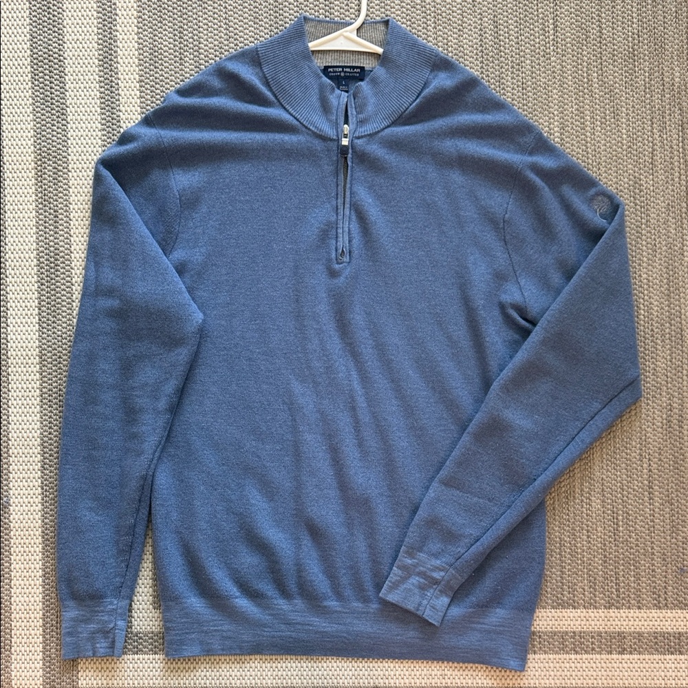 Peter Millar Crown Crafted Men's Blue Zip-Up Cashmere Sweater